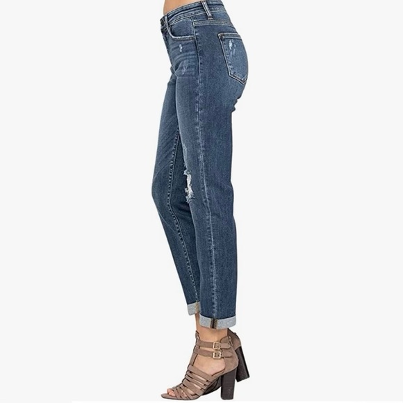 💋NWT💋 Judy Blue Cuffed Destroyed Slim Fit Jeans  Plus Size 24W - Picture 7 of 12